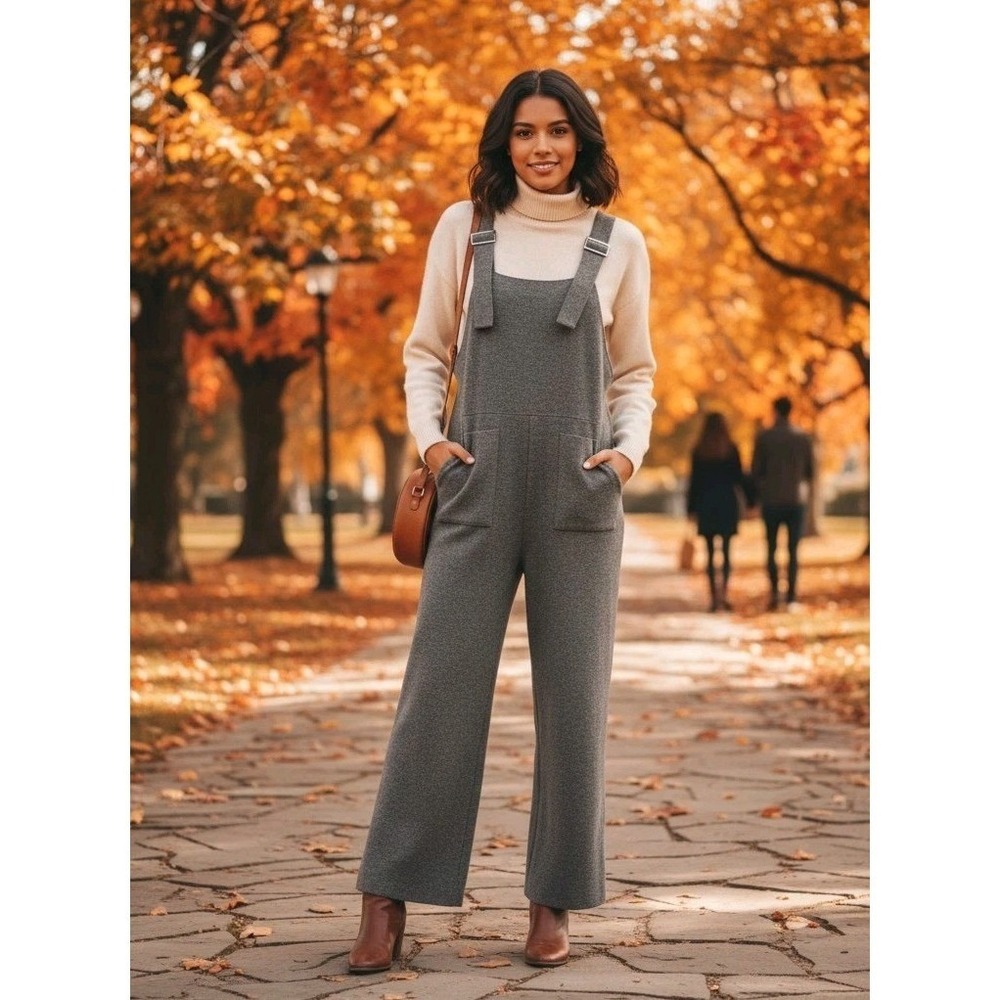 Zara Knitwear Collection Jumpsuit Small Gray W/ Pockets Comfy NWT